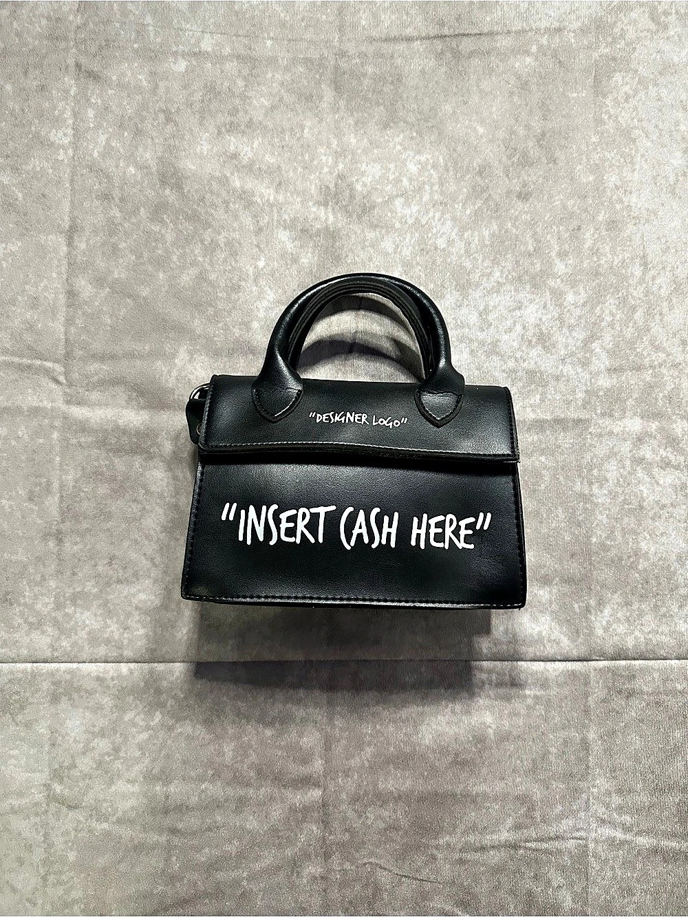 Insert Cash Here Mini Black Chain Bag